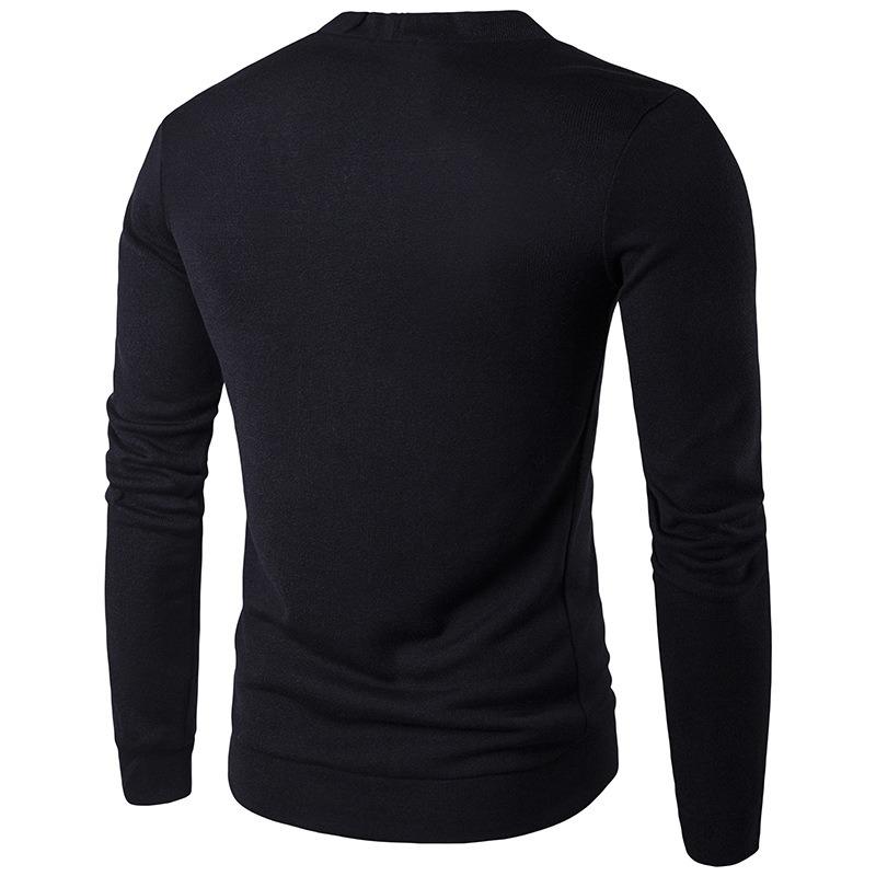 Mens Solid Color V Neck Long Sleeve Casual Knit Cardigan Sweater