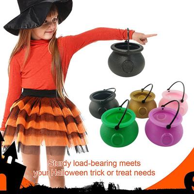 12ks halloweenských kbelíků na sladkosti, černý plastový čarodějnický kotel, konvice, halloweenský držák na dobroty na párty