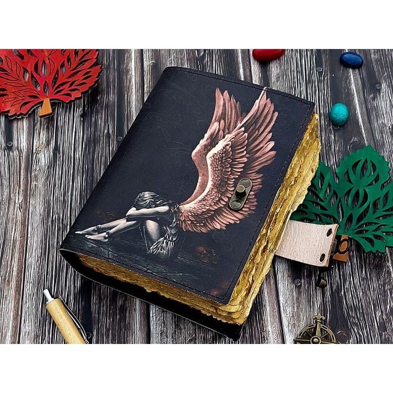 Leather Journal Fery Notepad For Men Women 7×5 Handmade Decle Edge Pepar Blank Spell Book Traveling Sketchbook Notebook Dairy With Loc