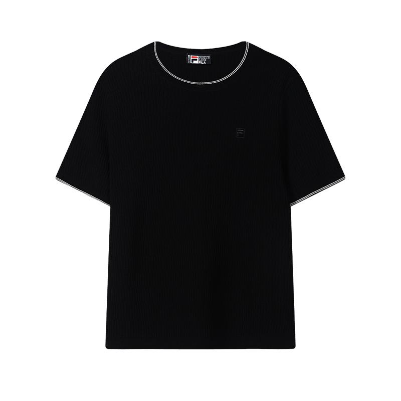 FILA Белая мятая металлическая коробка Короткий рукав Футболка Женские топы F11W633405F-BK S