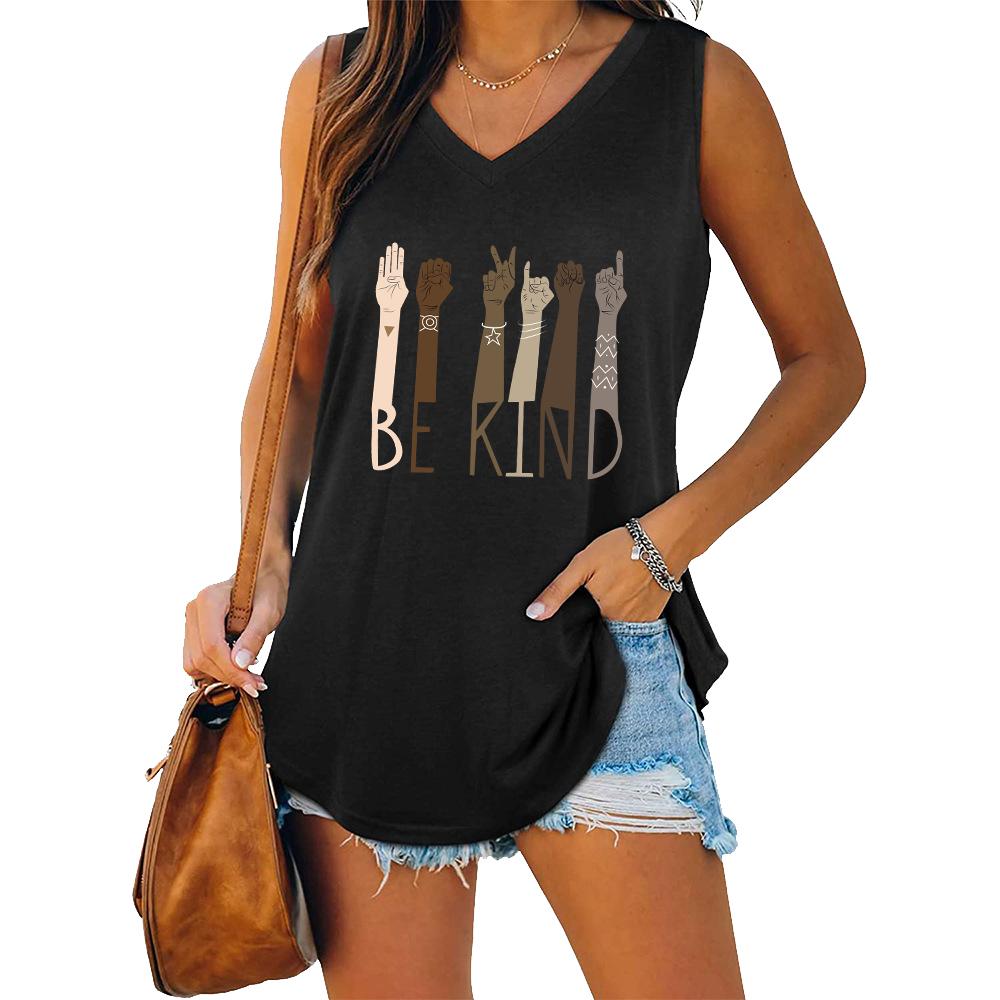Women Fashion V Collar Tank Top Women Casual Sleeveless T-shirt