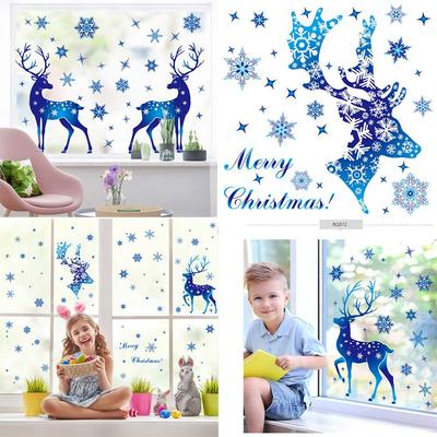Festival Dekoration Weihnachten Aufkleber Glas Fenster Dekoration Elektrostatisch Elch Schneeflocke Aufkleber