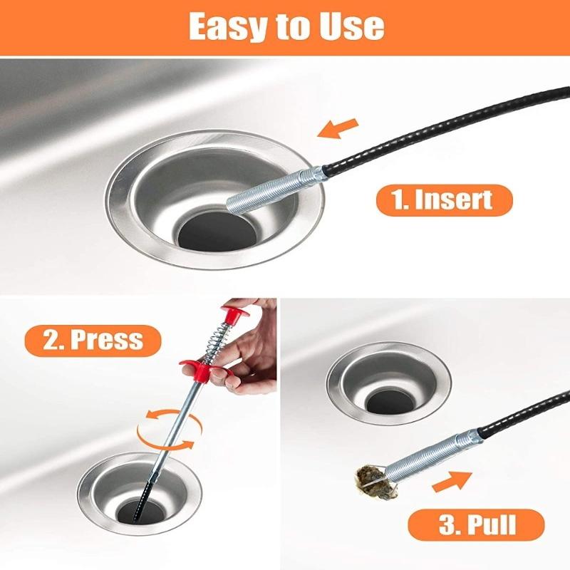 1set Sewer Drain Anti-Clog Cleaning Tool Hair Remover for Home Kitchen Bathroom Pipeline Sink Clog Removal Tool
