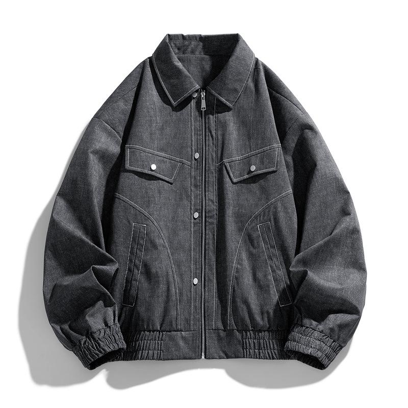 ACU Menswear | 2026 Trendy Plus Size Casual Men s Faux Denim Lapel Jacket 2XL