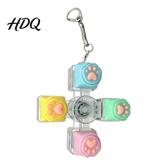 Mechanical Click Keyboard LED Light-up Fidget Spinner Toy Decompression Button Finger Clicker Glowing 2/3/4/5/6-Keys Keychain Stress Relief