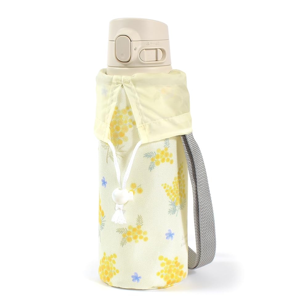 COLORFUL CANDY STYLE Stainless Steel Mug and Cover Set, 720ml, Mimosa Fleur & CM Sand Beige, Zojirushi Seamless Water Bottle Case, Holder, Shoulder