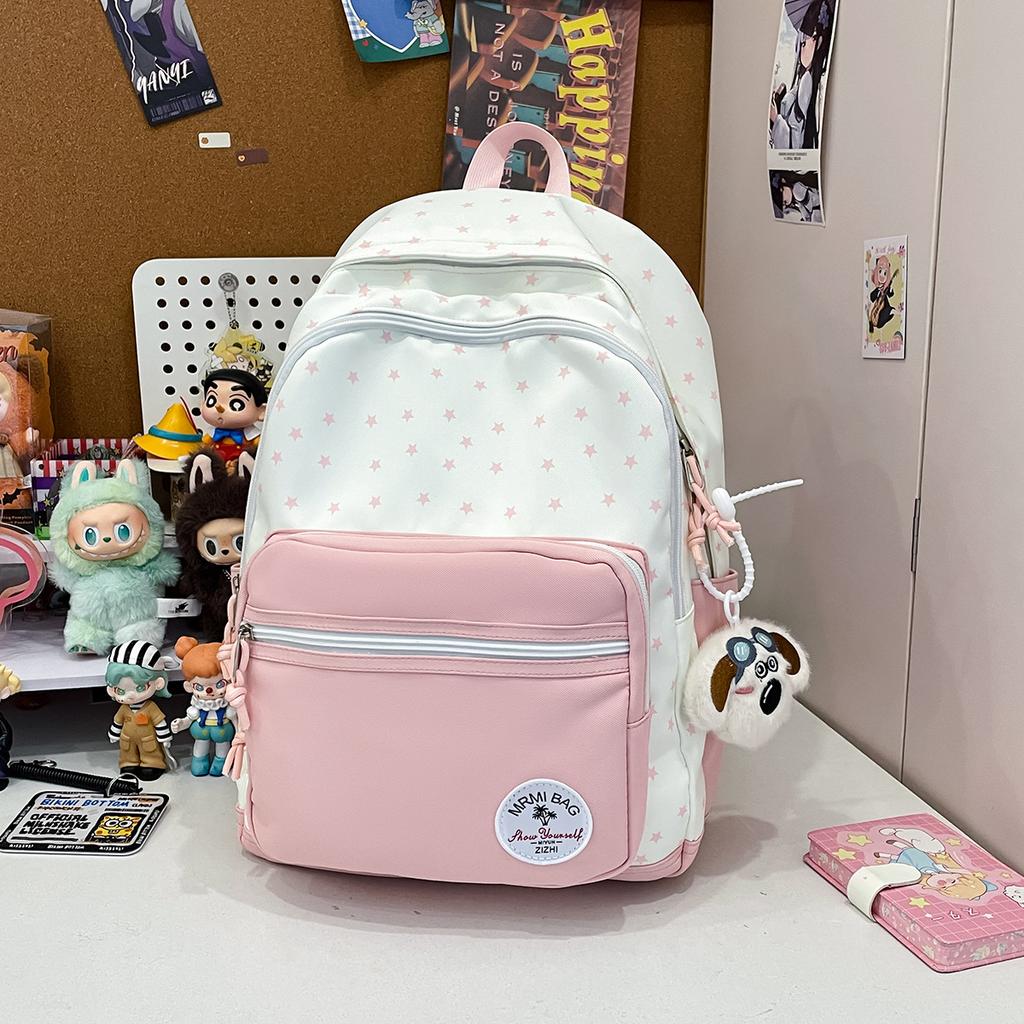 Cartable assortiment de couleurs fraîches sac à dos fille sac à dos mignon imprimé étoiles ins sac à dos pour collégien étudiant universitaire sac à dos de classe