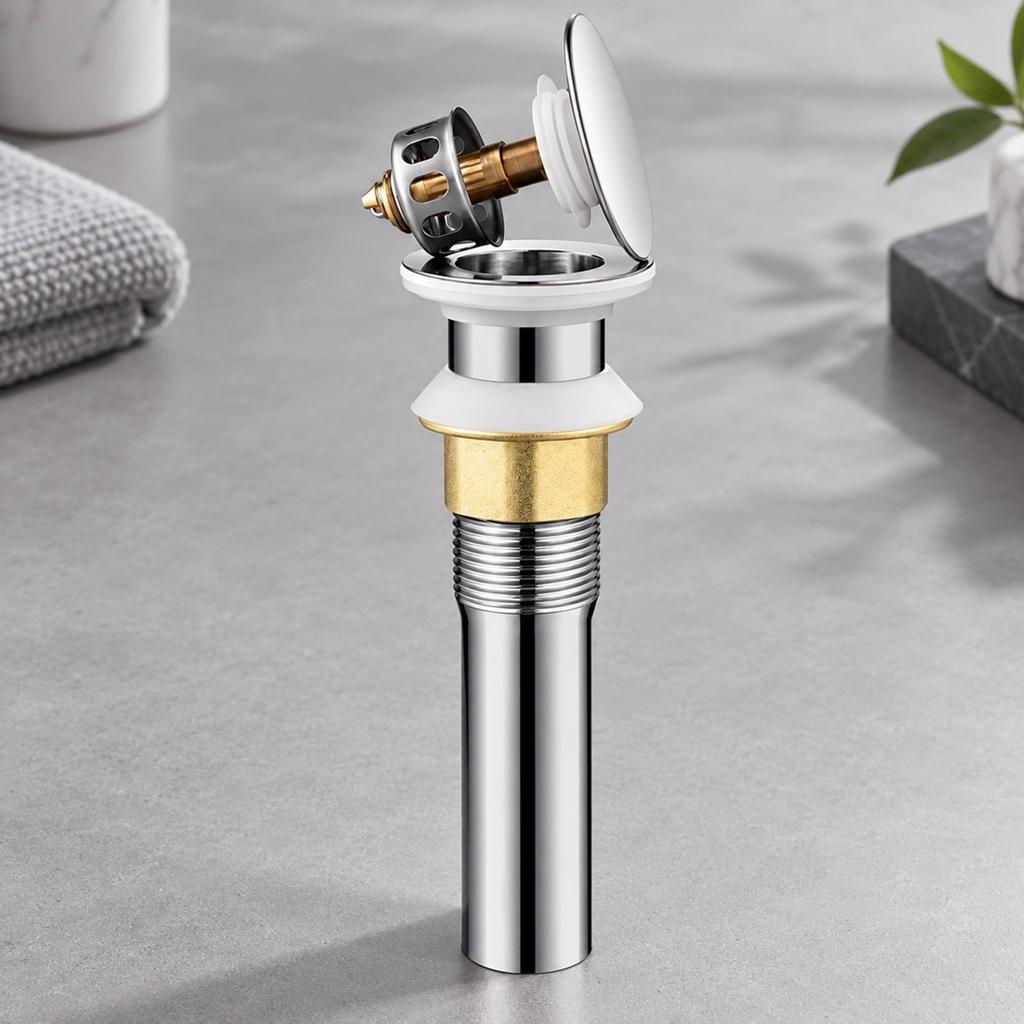 Overflow Basin Drain Stopper PushOperated Washroom Sink with Threaded Body Simple to Install