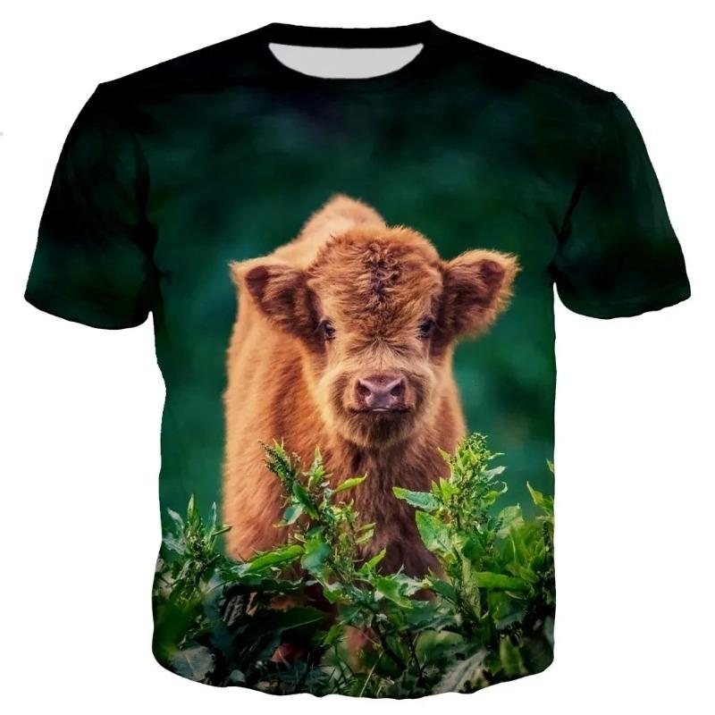 Summer Popular Cute And Fun Animal Cow Print Men's Casual Fashion T-shirt With Round Neck Plus Size Comfortable Short Sleeves