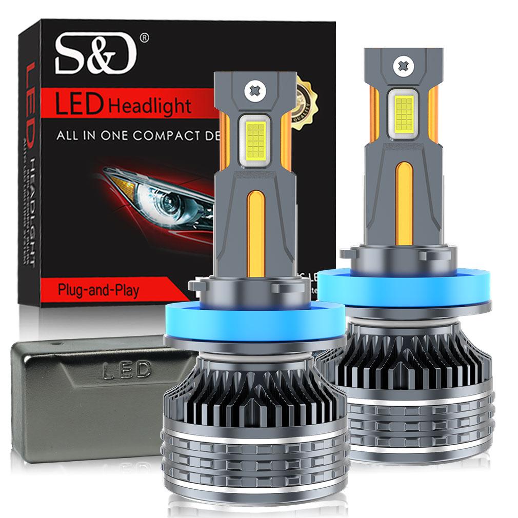 2ks 60000LM H7 LED H1 Canbus H4 H11 H8 9005 HB3 9006 HB4 9012 Hir2 Žárovky do automobilových světlometů CSP Čtyři měděné trubky 6500K Bílá Auto světlomet