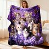 Kitten Flower Butterfly Print Warm Blanket for Napping Camping Travel, Ideal Holiday Gift for Family Friends