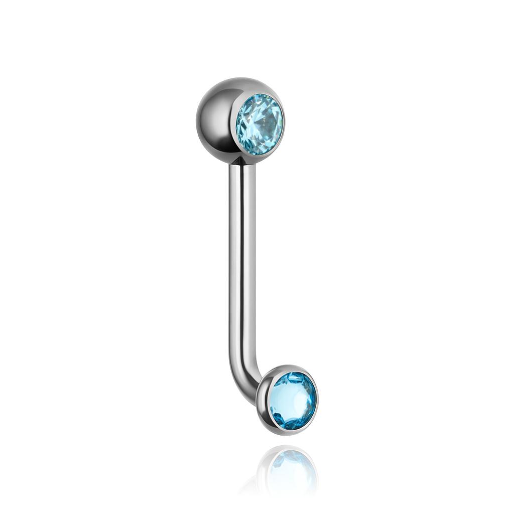 Intimate Earring - Christina L With Blue Zircons - Silver - Ti-003 1.6/20