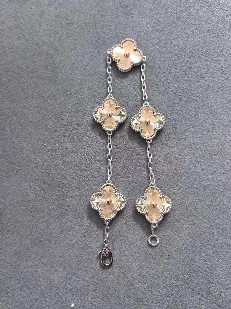 2024 Kersteditie s925 Zilveren Klavertje Vier Ketting in Rosé & Wit Goud voor Dames