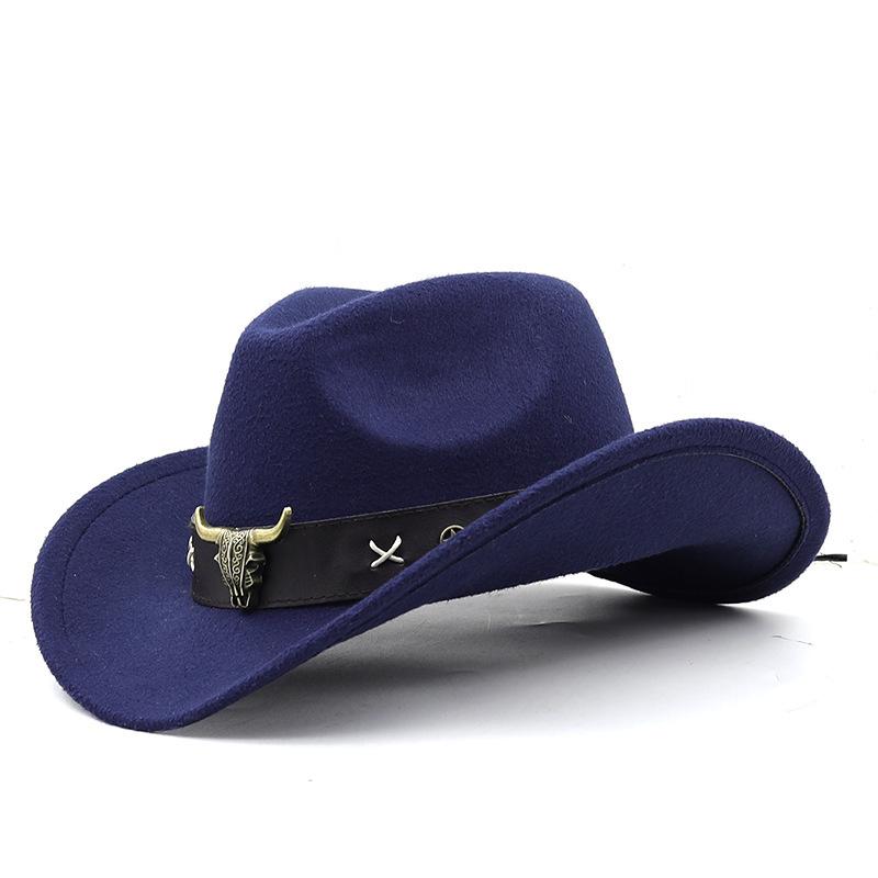 Hot-Selling Top Hat, Ethnic Style, Western Cowboy Top Hat, European And American Retro Bull Head Riding Hat, Woolen Felt Hat