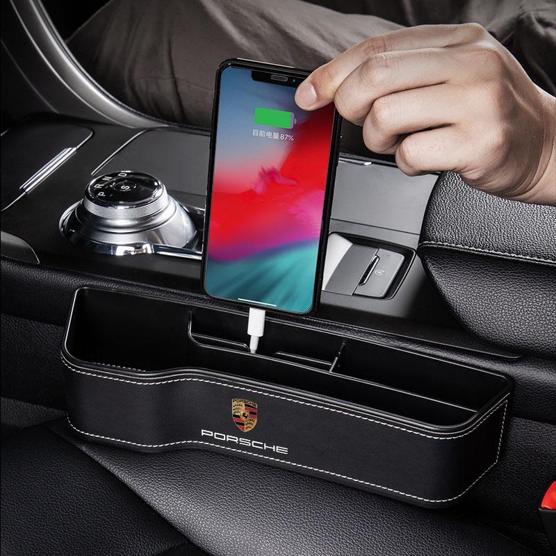 2 Piezas Organizador de Asiento de Coche Caja de Almacenamiento para la Ranura del Asiento Multifunción Artículos Para Porsche Boxster Cayenne Panamera Macan Cayman 911 918 996 917 991