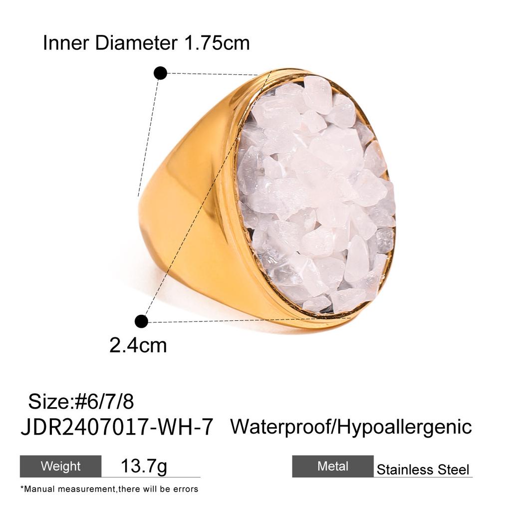Stainless Steel Natural Stone Exaggerated Ring, High-end Ring, Titanium Steel Hand Accessory