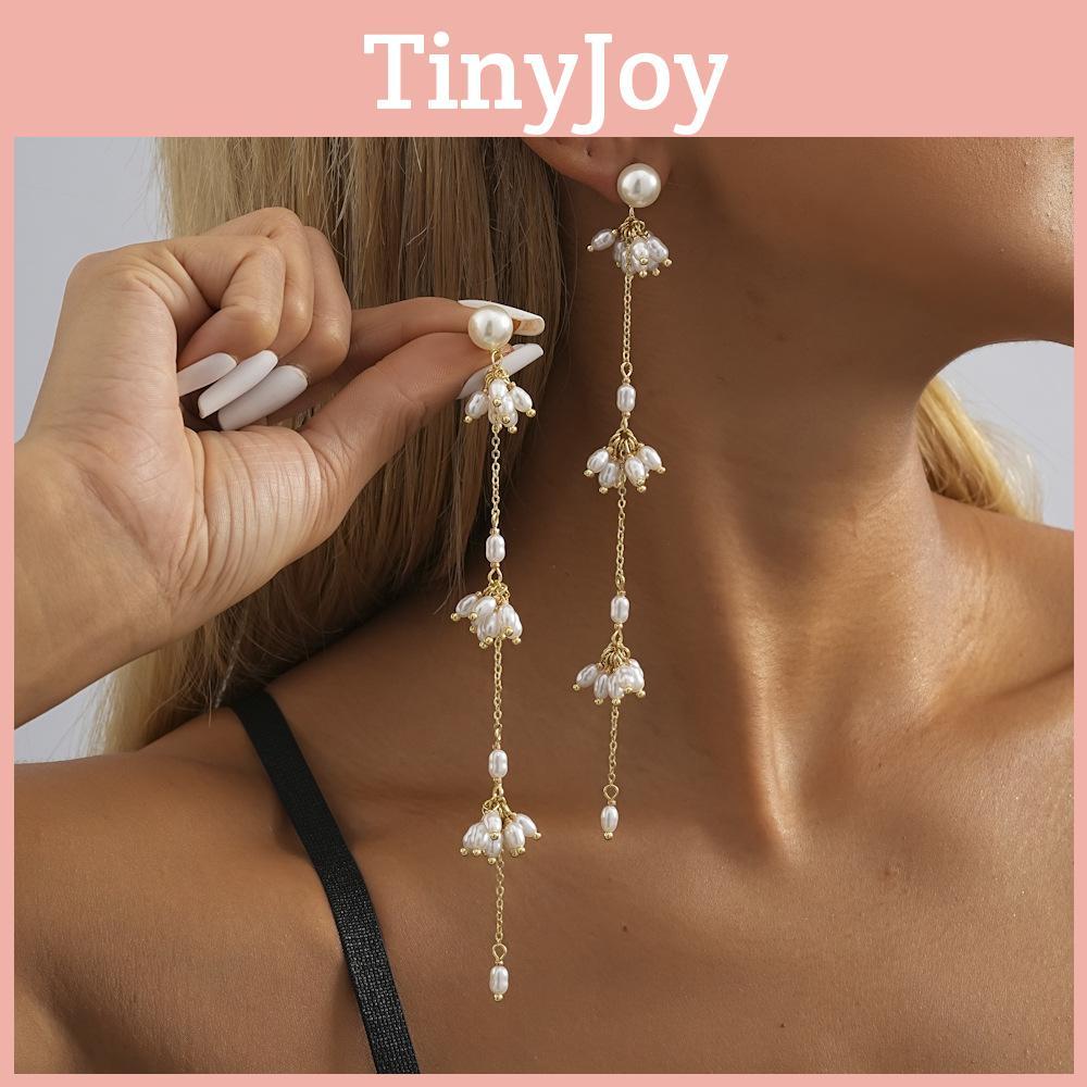 Plated Gold Modern Geometric Earrings With Tassel And Details Chain