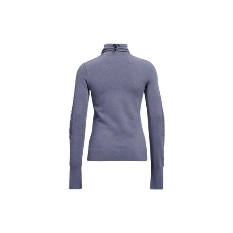 Under Armour FW22 Solid Color Logo Print Funnel Neck Sports Hoodie Women hoodies Purple 1371576-767