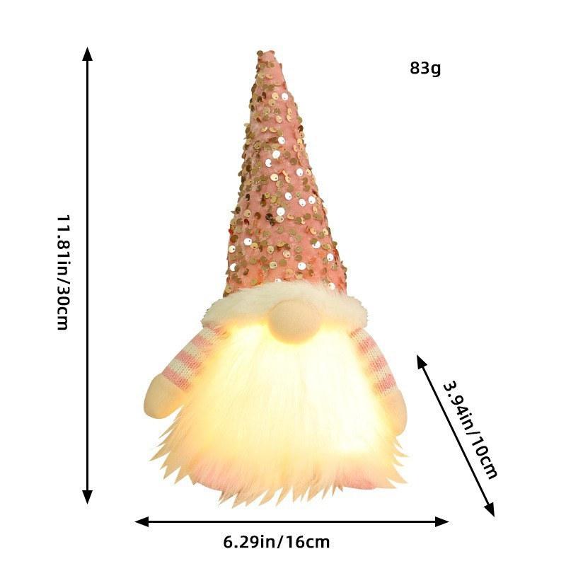 30cm Christmas Decorations with Light Sequins Santa Claus Doll Xmas LED Lights Rudolph Home Decor