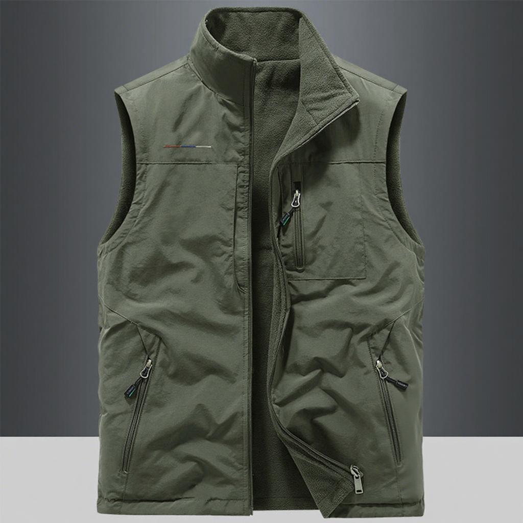 Men's Double Sided Vest Men's Outdoor Sports Vest Plus Velvet Vest Sleeveless Jacket