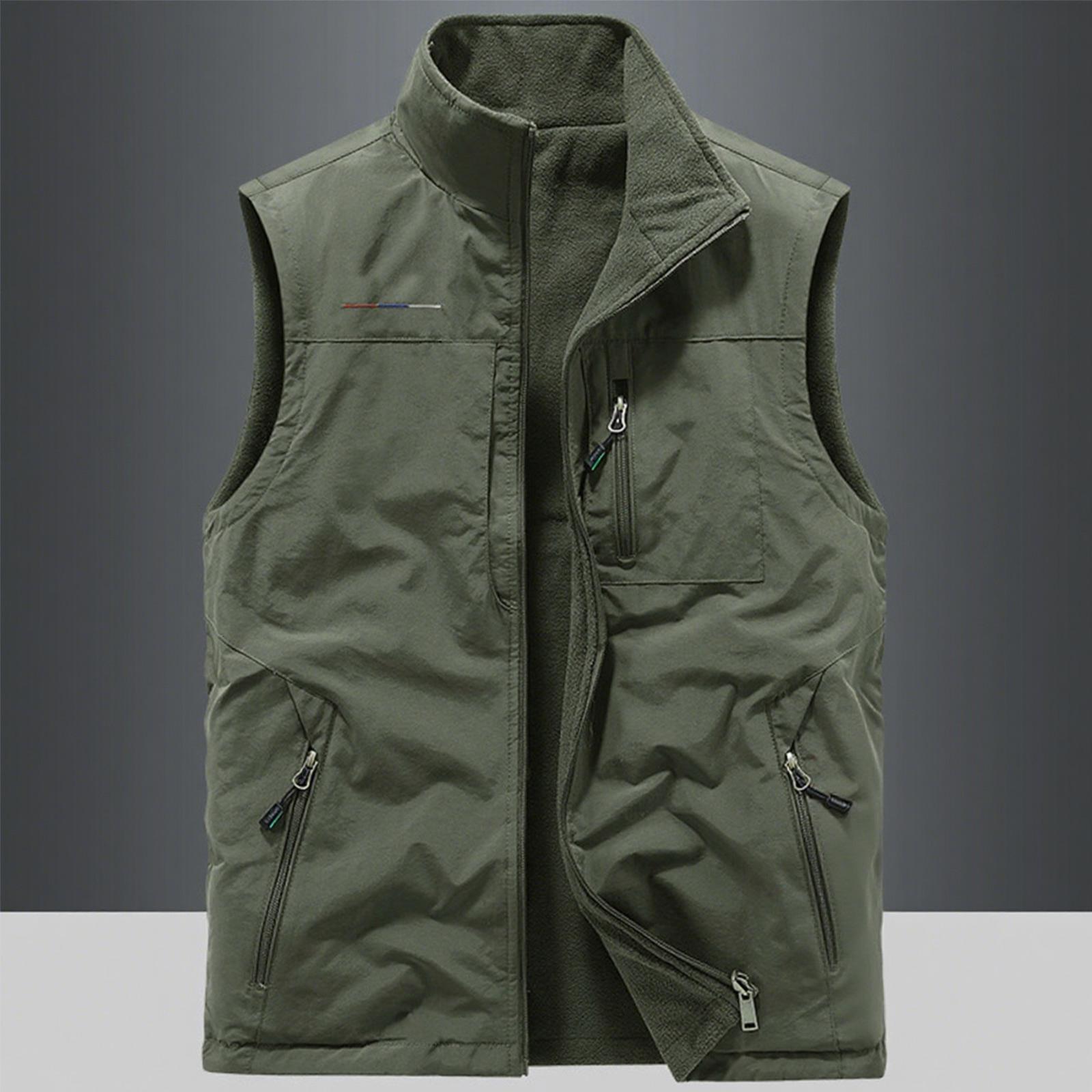 

Men s Double Sided Vest Men s Outdoor Sports Vest Waistcoat Plus Velvet Vest Sleeveless Jacket XL