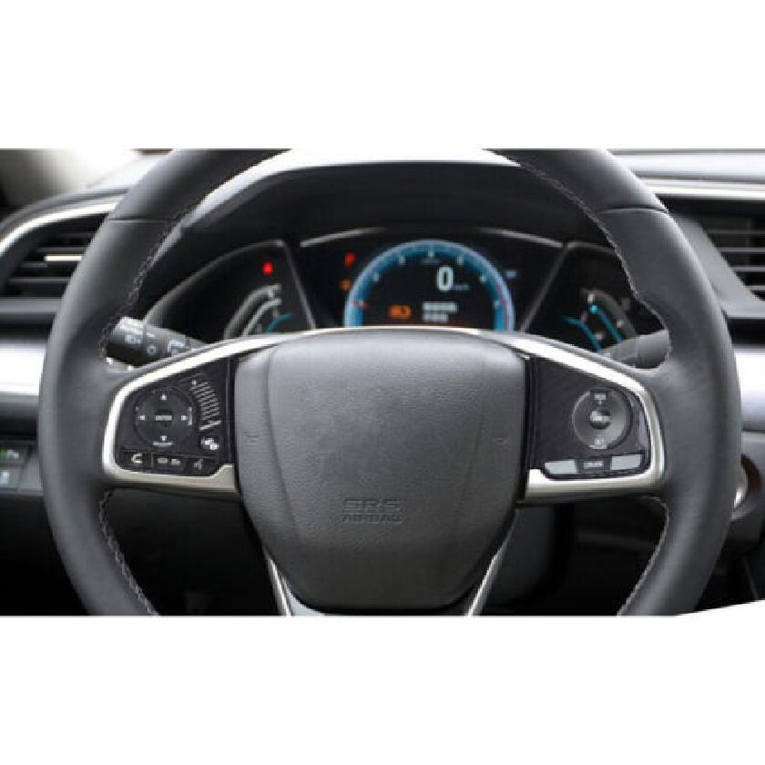 Carbon Fiber Steering Wheel Button Cover Trim ABS For Honda Civic 10th 2016-2021