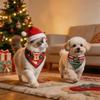 Holiday Dog Scarf Bibs 2Pcs Christmas Plaid Bandanas Puppy Pet Grooming Accessories For Cats Dogs Christmas Gift Supplies