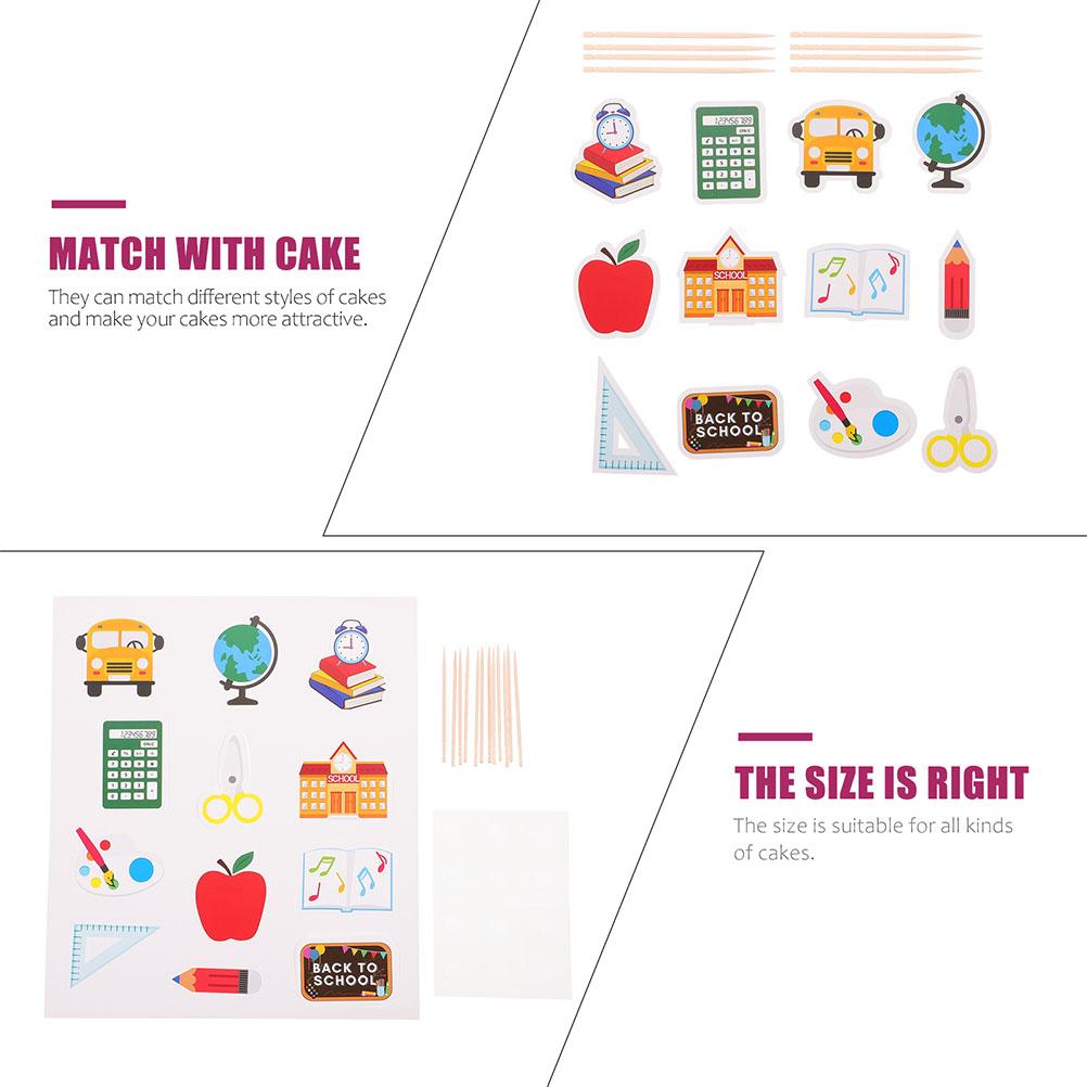 Premium Cake Picks Sticks Creative Topper Decorate First Day of School Welcome Decorations