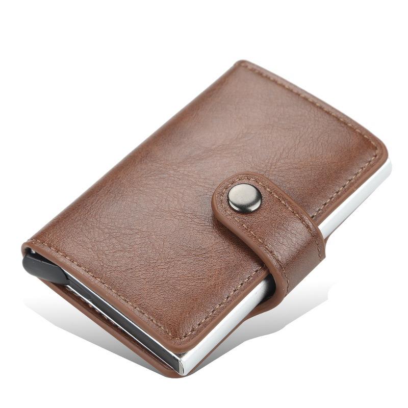 Men's Wallet Plus Women's Short RFID Leather Wallet OEM Custom Aluminum Frame Card Bag