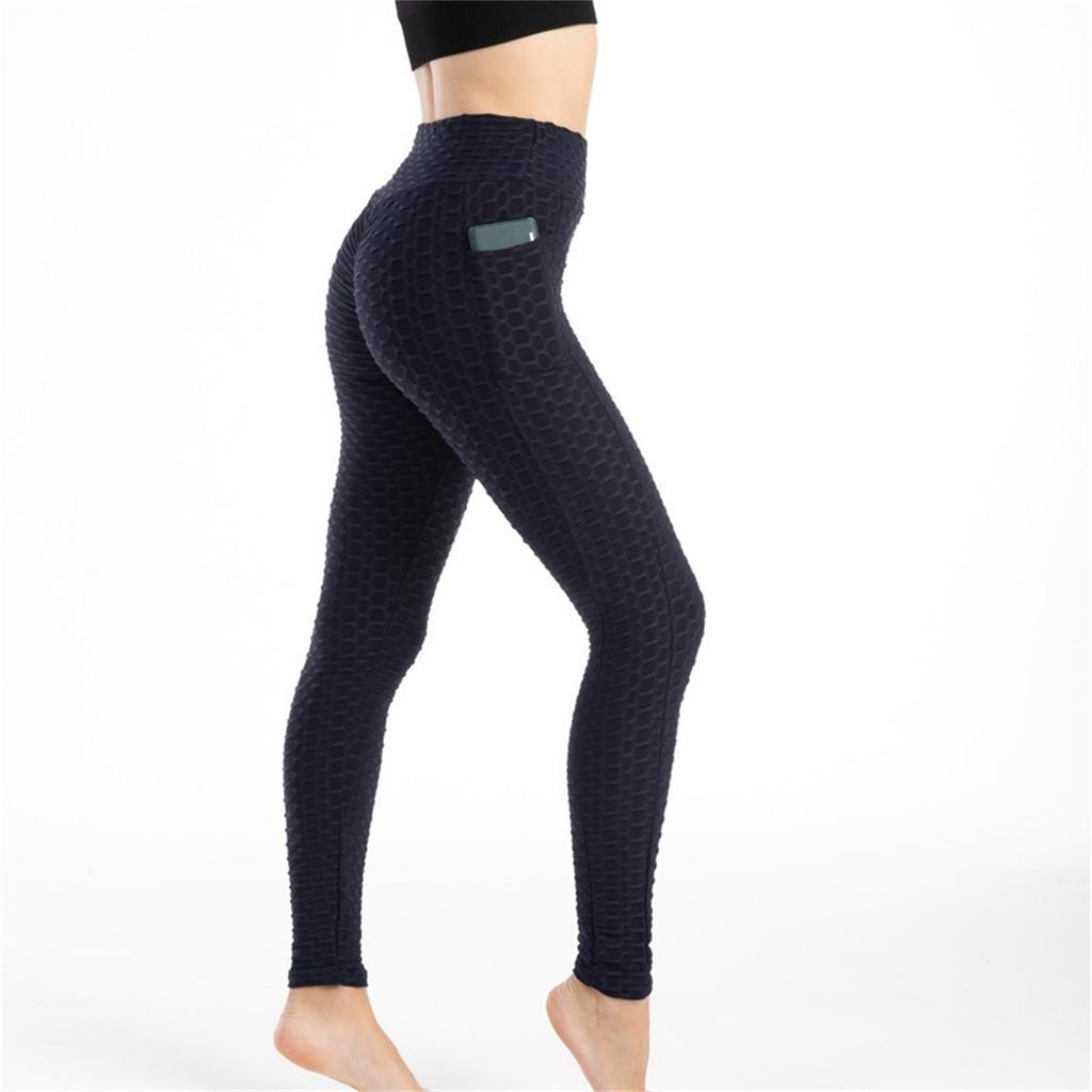 Women's Butt Lift Leggings High Waisted Tummy Control Workout Yoga Pants with Pockets Textured Scrunch Booty Lifting Tights