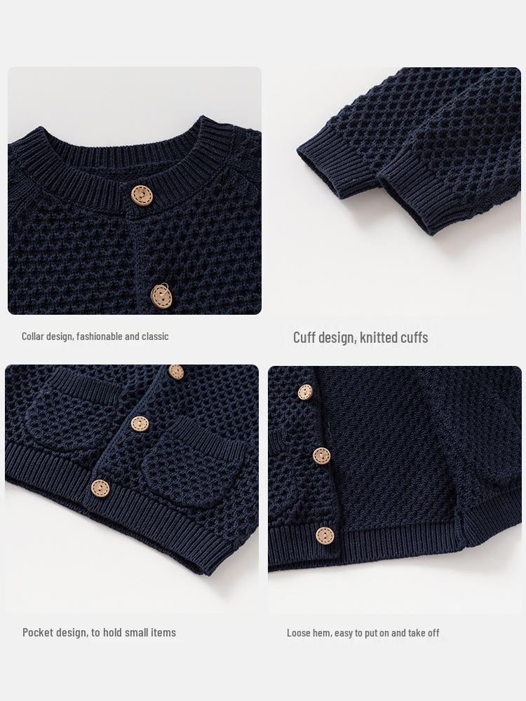 British Style Baby Cotton Knit Sweater Cardigan for Autumn/Winter - One Year Old Gentleman
