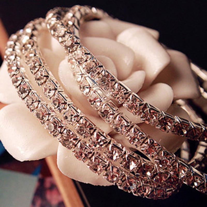 Korean Style Fashionable Super Flash Full Diamond Single Row Elastic Bracelet Bracelet Handpiece