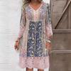 Women's Summer Retro Printed Lace Dress