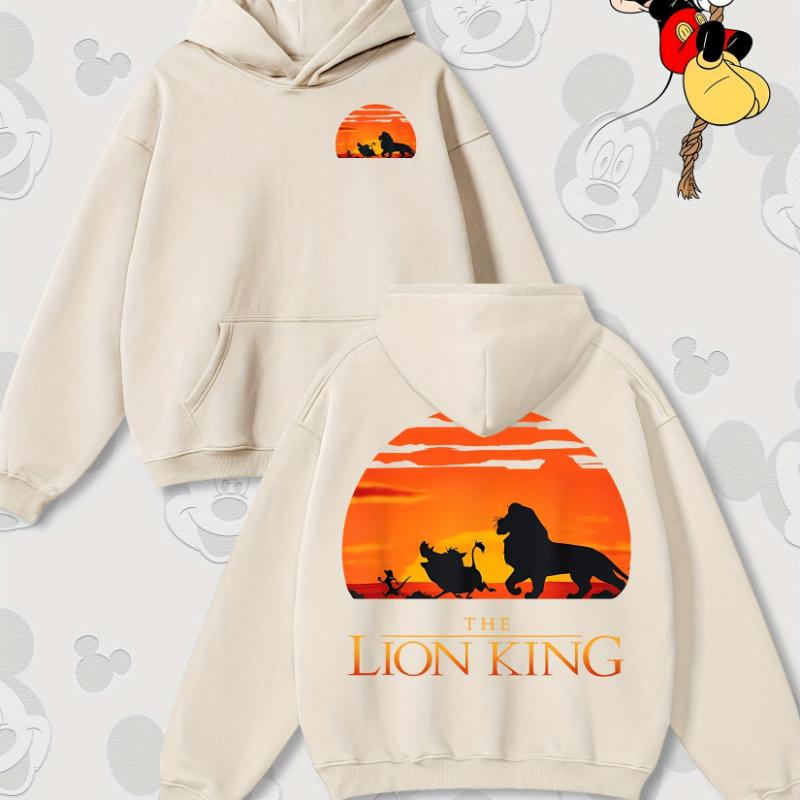 Disney Cartoon Print Autumn and Winter Hooded Sweater Crew Neck Long-sleeved Hoodie Loose Casual Style Suitable for Men Women