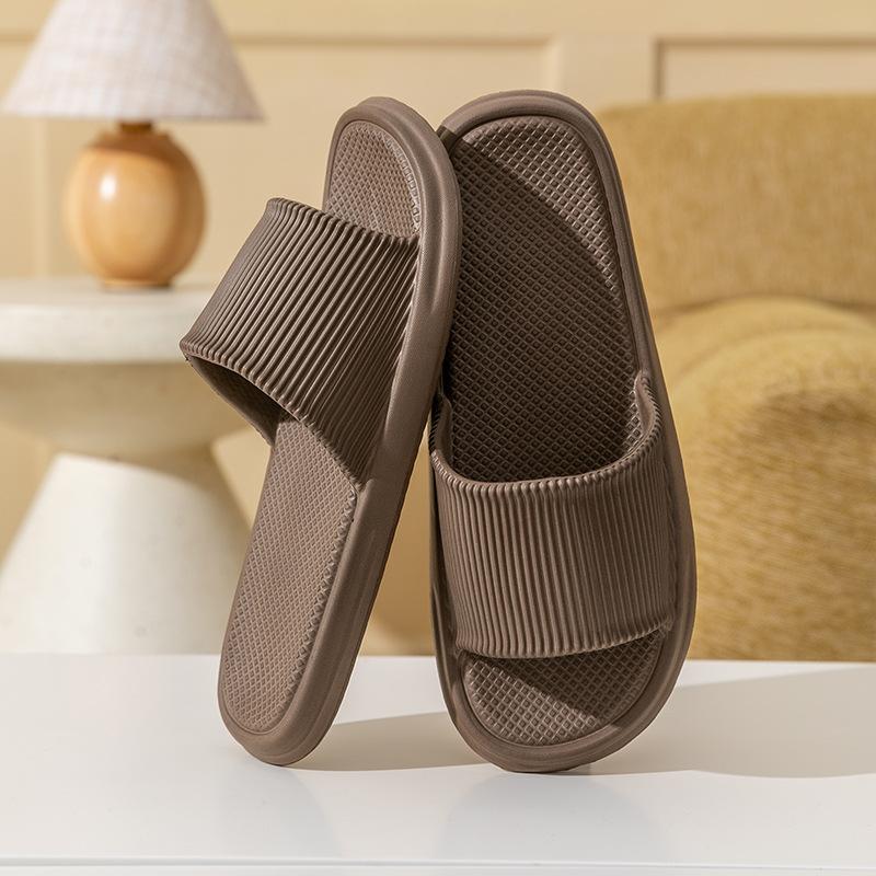 Unisex Simple Solid Color Striped Home Slippers Women Comfy EVA Flat Non Slip Bathroom Slippers Ultralight Travel Hotel Slippers