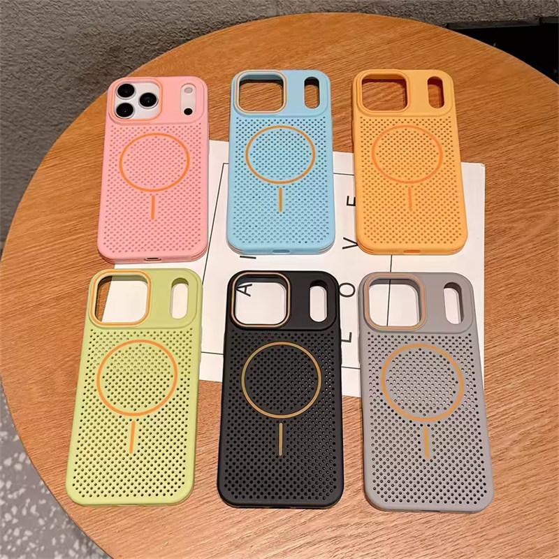 Heat Dissipation Magnetic Phone Case For iPhone 17 Air 16 15 14 13 12 Pro Max For Magsafe Honeycomb Mesh Cooling Shockproof Capa