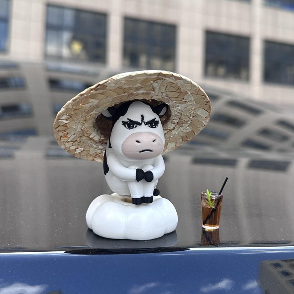 Cute Grass Cow Figure Ugly-cute Car Ornament Emo Center Console Decoration  Center Console