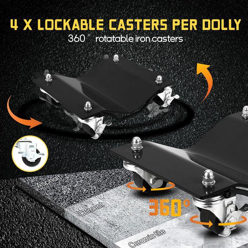 Car Dolly Set 2500 LBS Capacity Wheel Dolly, Heavy Duty Vehicle Dolly for Moving Car with 2.5 Inch Nylon Wheels,Bolts Resist Tir