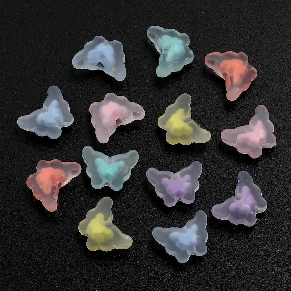 100pcs 12X15mm Butterfly Acrylic Beads Mixed Color Loose Beads For Jewelry Making DIY Bracelets Necklace Phone Chain Accessories