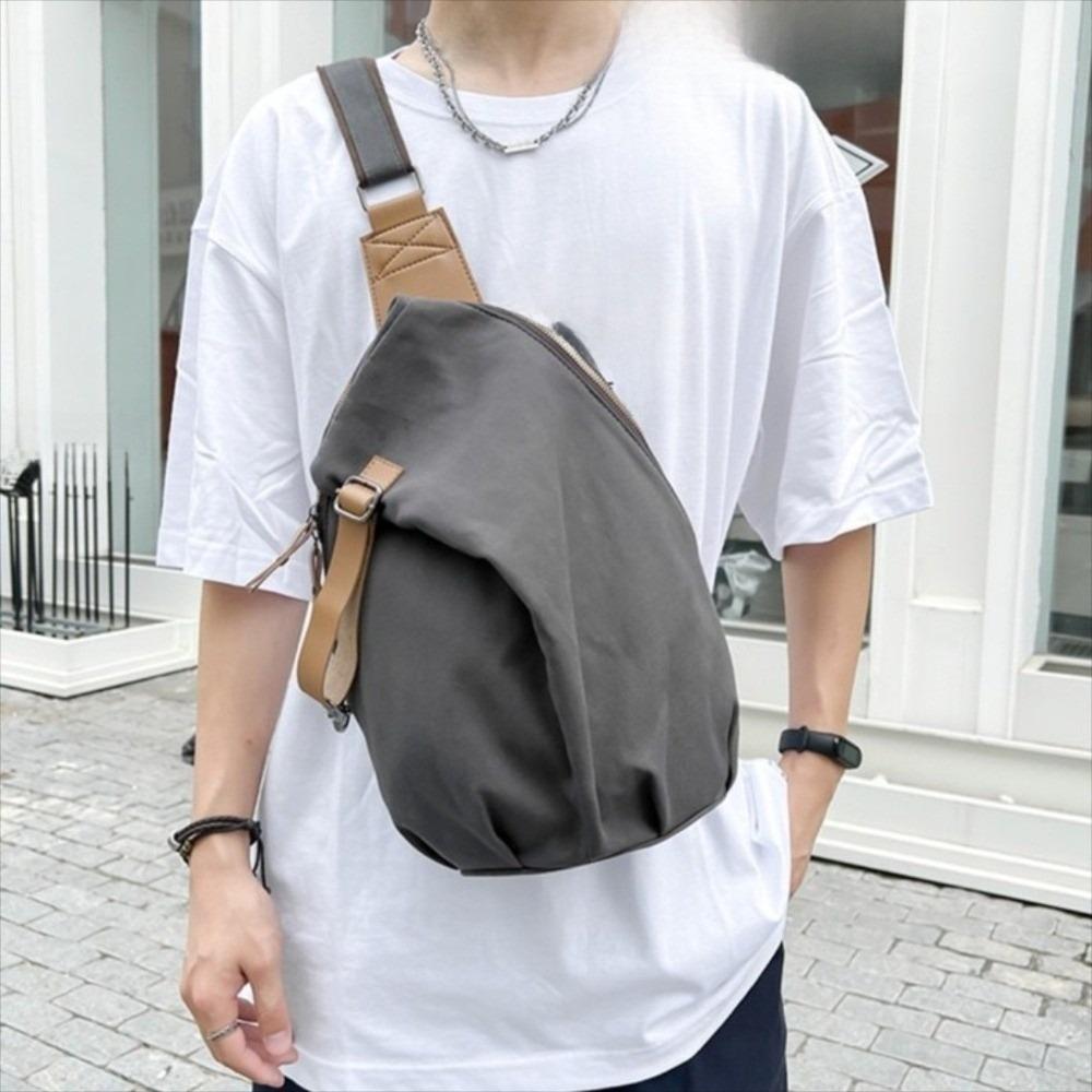 Large Capacity Nylon Crossbody Bag Solid Color Cycling Shoulder Bag Casual Phone Pouch  Unisex