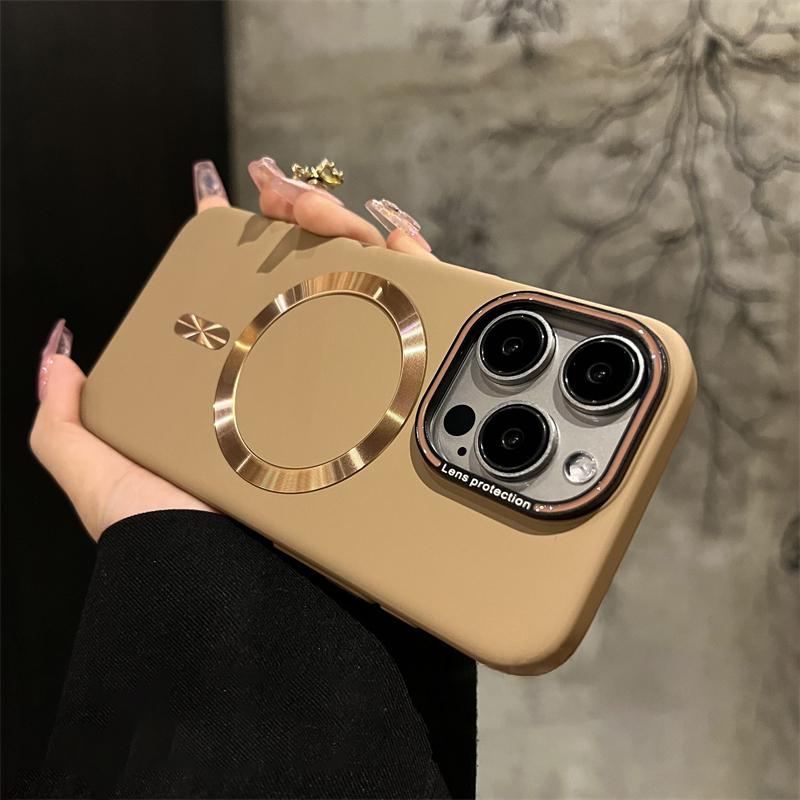 Luxus Für Magsafe Kabellose Ladehülle Für iPhone 16 Pro Max 15 14 13 12 Matte Silikon Magnetisch Stoßfest Schutzhülle For iPhone 12 beige