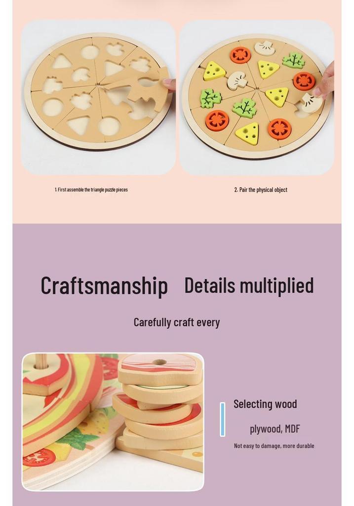 Wooden Pretend Play Kitchen Set: Cutting Vegetables, Mushrooms, and Pizza for Kids