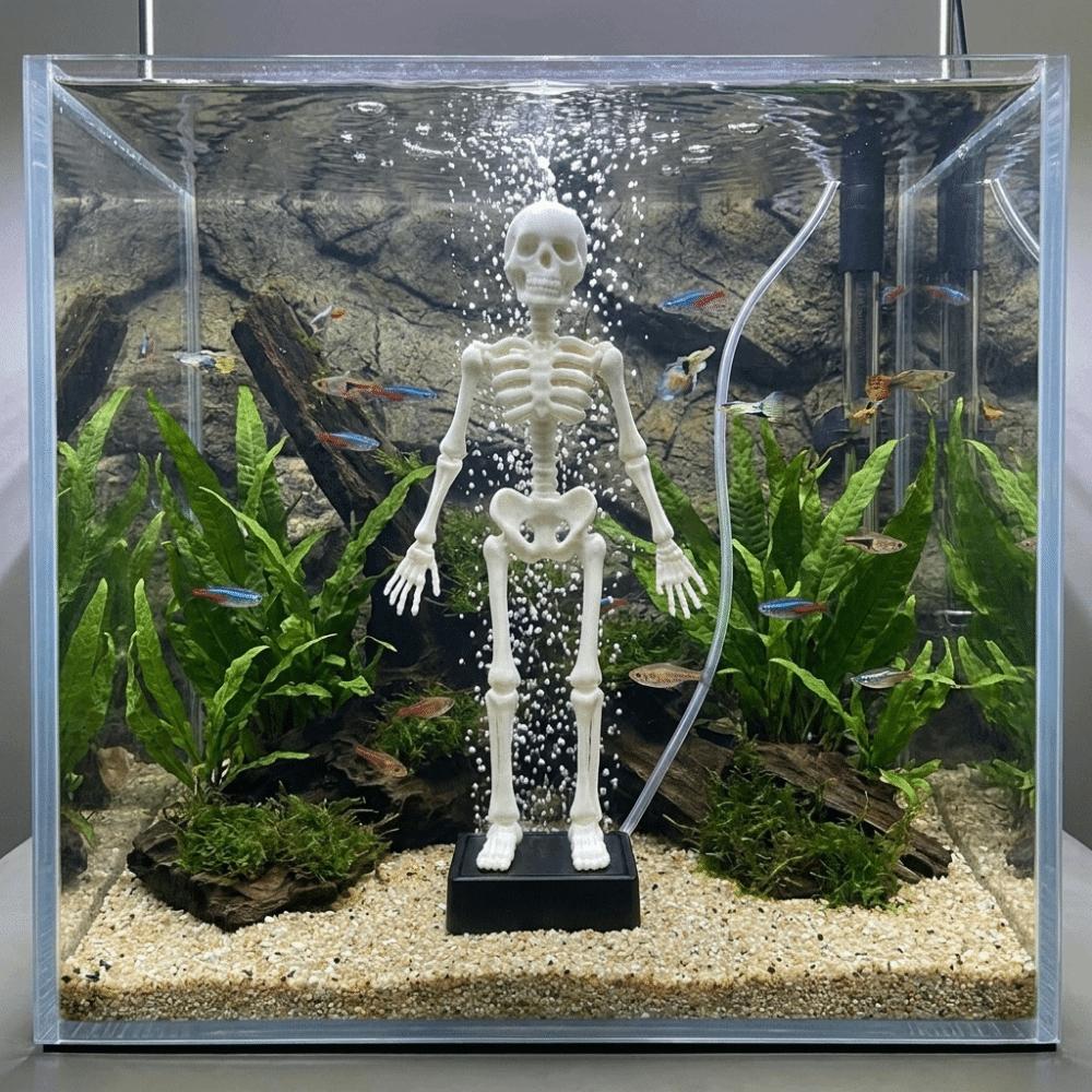 3D Printed Dancing Skeleton Aquarium Bubbler Plastic Fish Tank Bubbler Halloween Decor