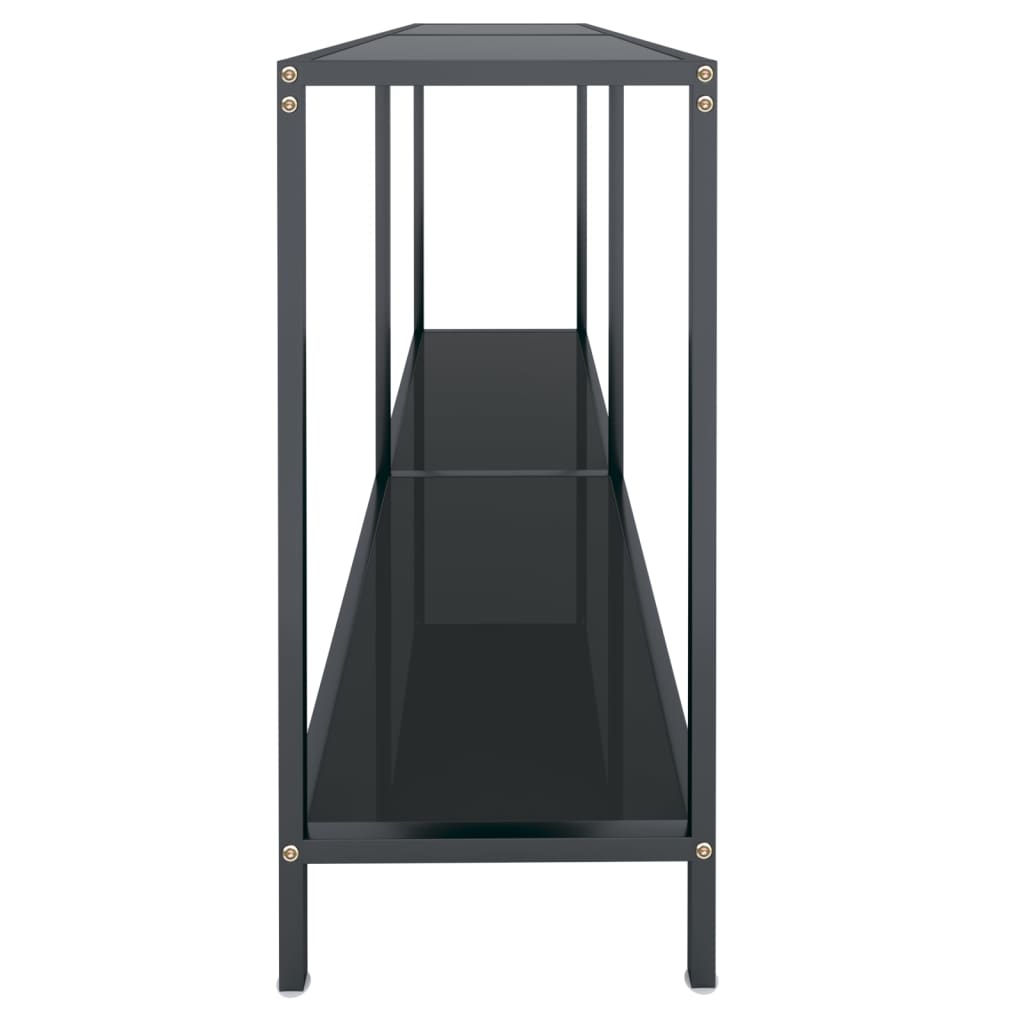 Vidaxl Console Table, Black, 140X35X75.5 Cm, Tempered Glass