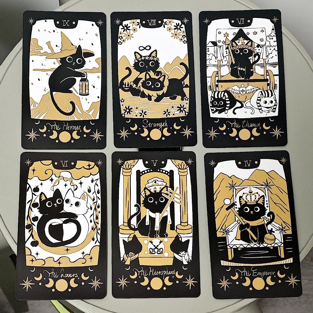 Entzückendes Katzen-Tarot-Deck 78 Karten Deck Schwarz - 10,3*6cm