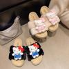 Cartoon warm home cotton slippers casual wear niche one-word non-slip fluffy slippers women's 2025 autumn and winter new
