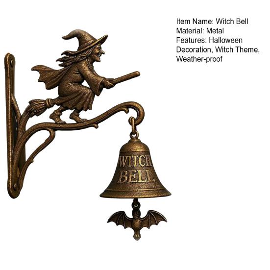 Halloween Witch Bell Vintage Metal Welcome Doorbell Shopkeeper Bell Home Office Entrance Door Wall Mount Decorative Bell