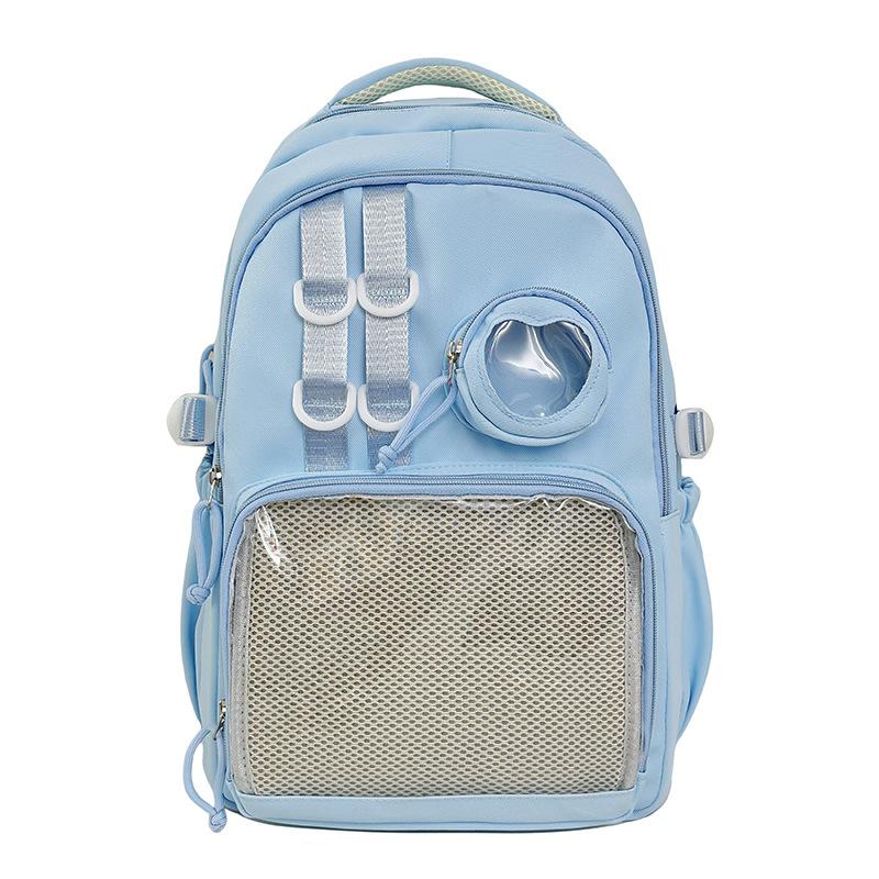 Cute College Student Backpack College Style Transparent Schoolbag Solid Color Bar Pain Bag Junior High School Simple Niche Backpack