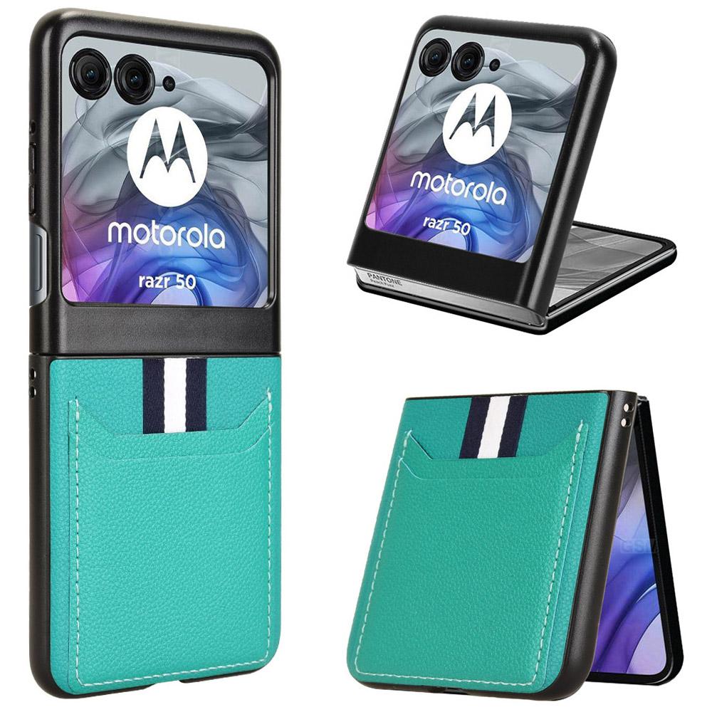 For Motorola Razr 50 5G Case Litchi Texture Leather+PC Phone Cover with Dual Card Slots