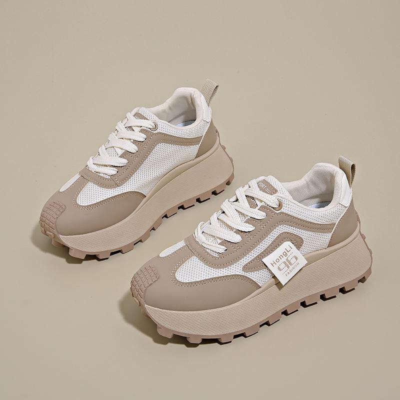 CRLAYDK Womens Chunky Sneakers Mesh Lace Up Shoes Platform Summer Casual Thick Sole Ladies Walking Trainer Tennis